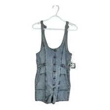 NEW Chelsea  Violet Shortalls Girls M Denim Romper Button Up NWT Light Wash
