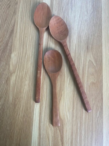 Set of 3 Nice Wooden Spoons - Uniquely Designed - Ideal for Cooking and Serving