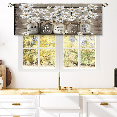 Farmhouse Floral Curtain Valance for Window Treatments Daisy Rustic Vintage Flow