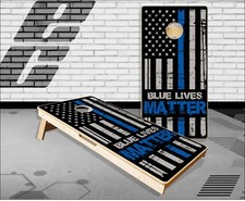 Blue Lives Matter Flag Cornhole Boards Bean Bag Toss Game