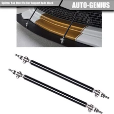 2X Black Adjustable Front Bumper Lip Splitter Spoiler Strut Rod Tie Support Bar