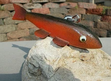 VTG WOOD Ice FISH SPEARING DECOY Hand Carved~GREAT LAKES~KEVIN K. GIBBONS    