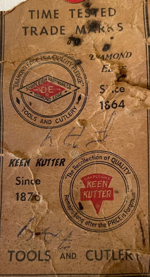 Antique Keen Kutter Paper Tag Farmers Cash Store Poplar Bluff MO Rare