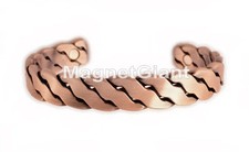 Braided - Solid Copper High Power Magnetic Bangle Bracelet Cuff twisted - BG14C