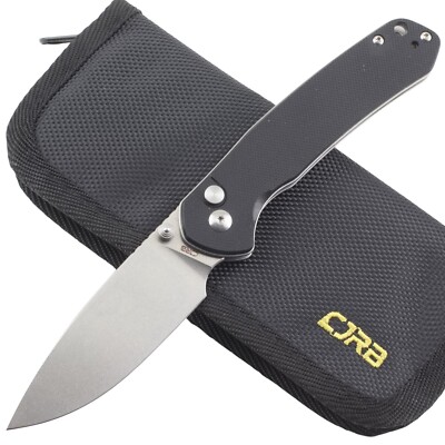 CJRB Pyrite Black G10 Handle Folding Knife AR-RPM9 Stainless Blade 4.25'' Closed
