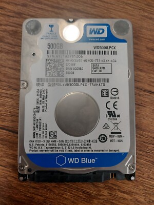 Western Digital WD Blue WD5000LPCX 500GB 2.5'' SATA III Internal Hard Drive HDD