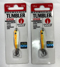 VMC ' TUMBLER SPOON ' LOT OF 2 ' PRO SERIES - 1/8OZ ' ULTRA GLOW ' ORANGE FIRE '