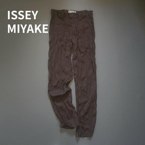 Issey Miyake, ISSEY MIYAKE Wrinkled Pants Vintage Brown Made in Japan Unique Design