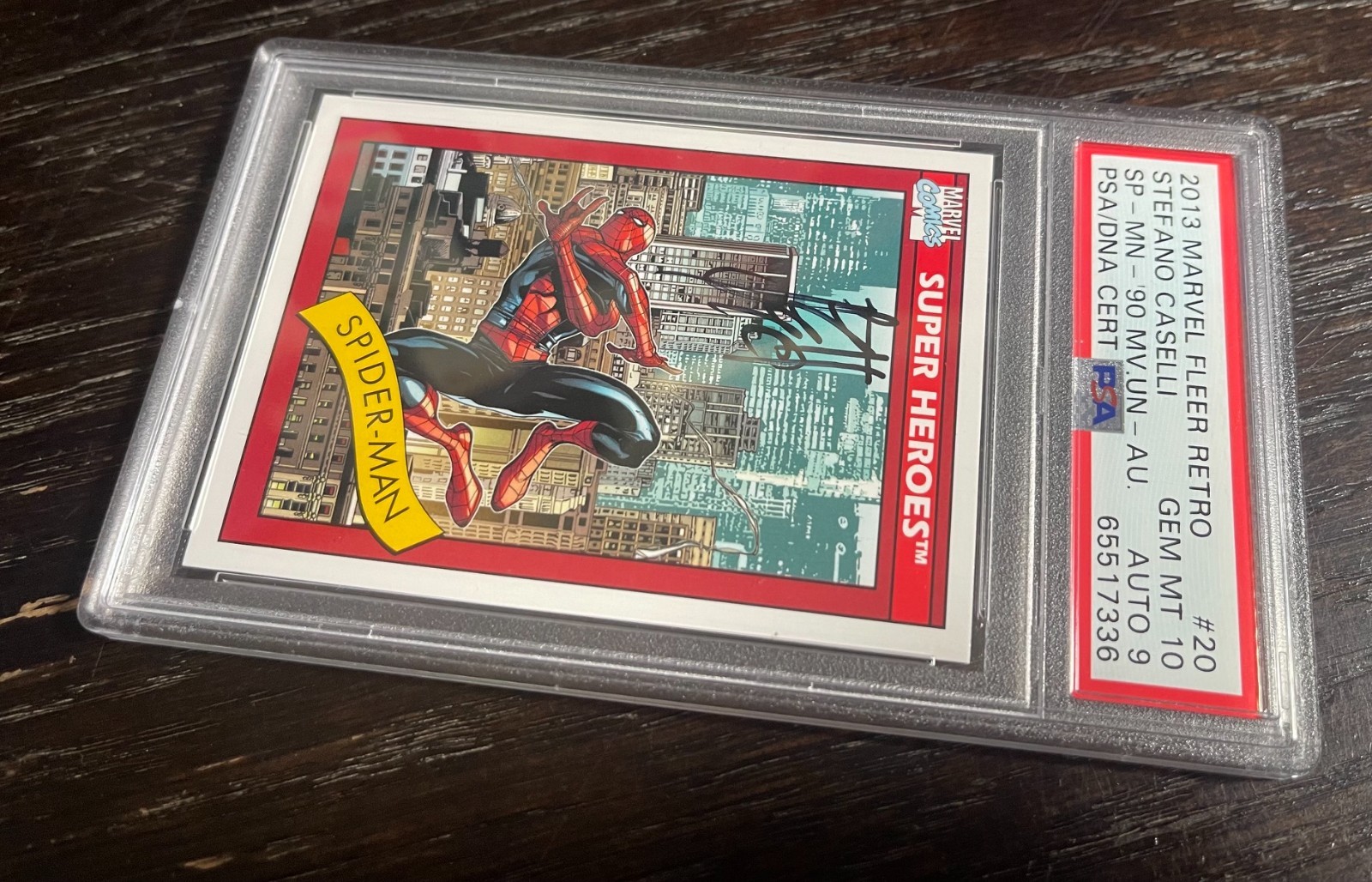 2013 Marvel Fleer Retro 1990 Impel Auto Spider-man Universe Caselli 20 PSA 10 view 4