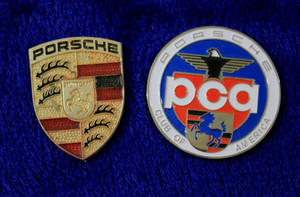2 Porsche Emblem Badges Adhesive Crest PCA