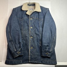 Vintage 70s Lee Storm Rider Denim Sherpa-Lined Ranch Coat Jacket Size L USA