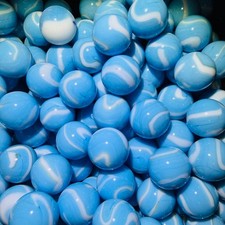 1lb Lot Neptune Marble Collection by Vintage Marbles 16mm 5/8" Blue White Swirls