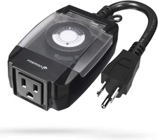 Fosmon Outdoor Light Timer Outlet Waterproof, 24 Hour Plug in 1 Pack, Black 