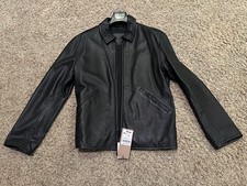  Massimo Dutti Black Nappa Leather Jacket - S...