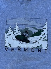 Vintage 80s 90s Vermont Snowmobile Sweatshirt XL Fruit Of The Loom USA Made Gray