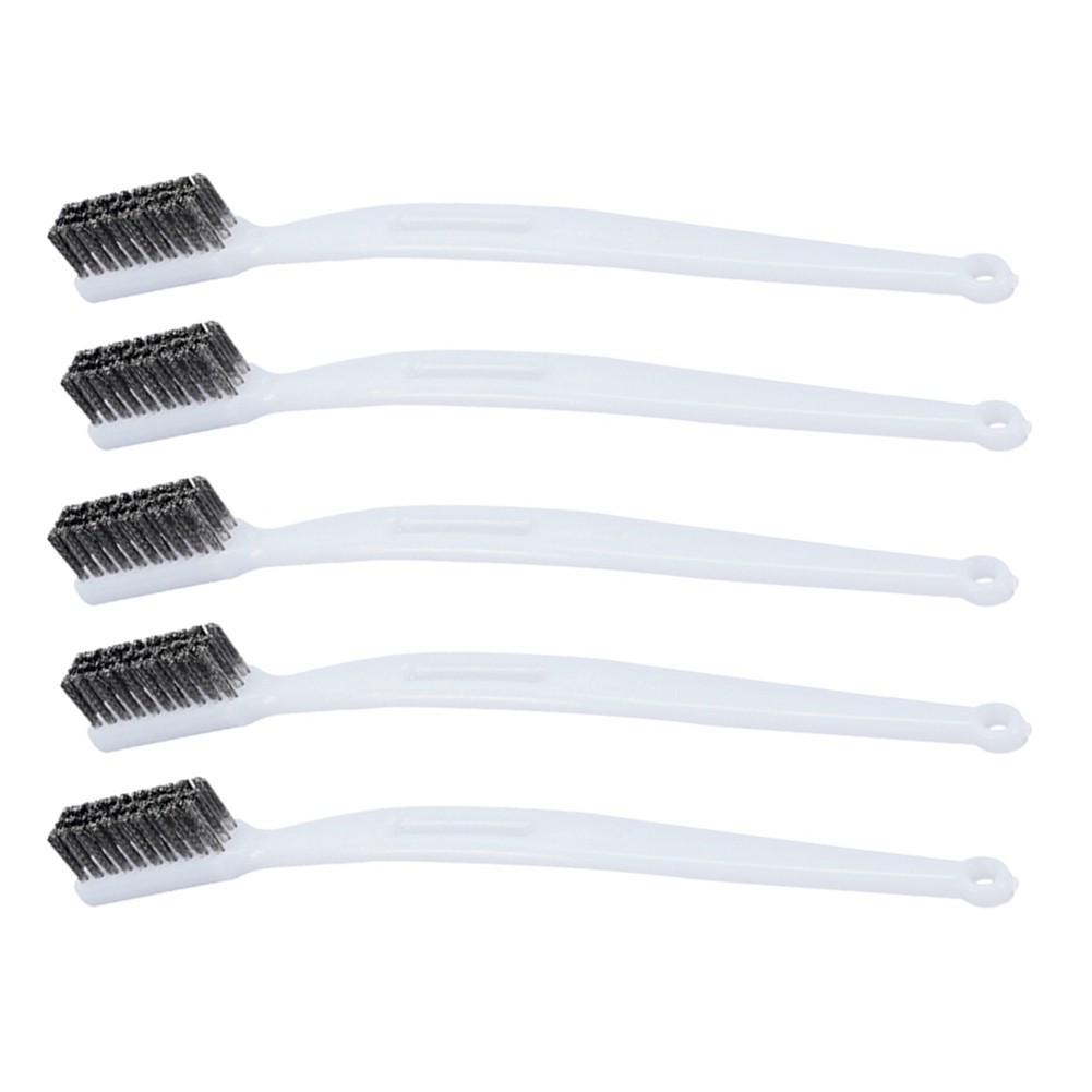 White Handle Wire Brushes Set of 5 for For car Cleaning and Maintenance Tasks