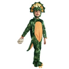 Kids Brown Triceratops Realistic Dinosaur Halloween Dress Up Cosplay Costume
