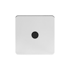 Polished Chrome Flat Plate 20A Flex Outlet Blk Ins Screwless