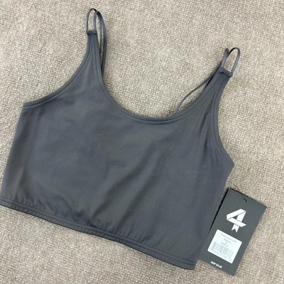 Fourlaps Poise Longline Sports Bra Womens L Graphite Nylon Stretch Athletic Fit