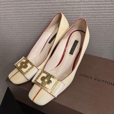Louis Vuitton scarpe décolleté tacco EU 35 US 5 pelle bianco autentico