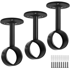 3 Pack Ceiling Curtain Rod Brackets Stainless Steel Holders 1-1/4 Inch Black