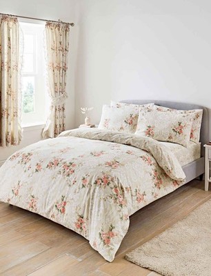 Weiches Charlotte Flanell Bettbezug Set mit Blumenmuster warm und kuschelig von