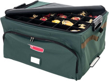  Green Christmas Ornament Storage Box with Dividers - Deluxe Ornament Keeper -