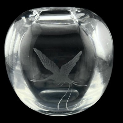 Vintage Orrefors Crystal Vase Bird Of Paradise Signed Hald Lindstrand 4 