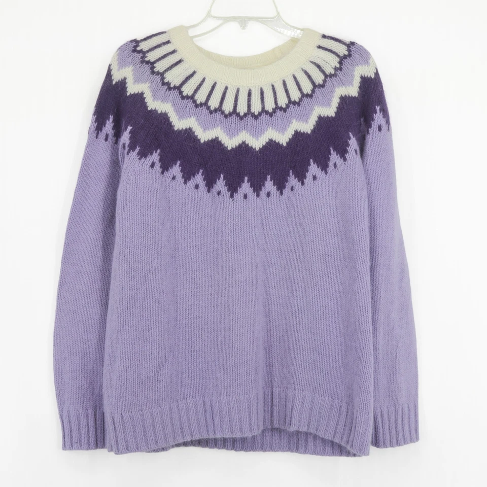 Suéter Vintage Para Mujer Grande Púrpura Fair Isle Nylon Angora Mezcla Lana de Cordero Foto 2 de 4