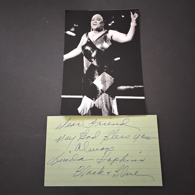 Linda Hopkins SIGNED Card Photo Singer Actress Black & Blue Bessie Smith Purlie