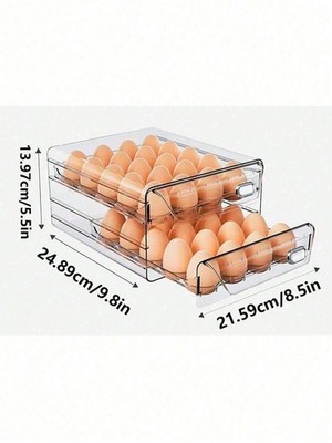 New HomeEase Stackable Fridge Egg Organizer Box Clear Fresh Keeping Storage