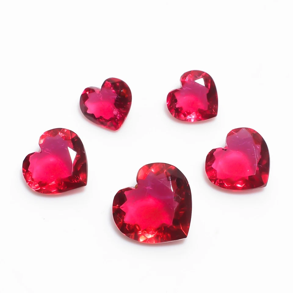Lab Created Pink Tourmaline Heart Shape Cut Stone Gemstone 6 PCS 11X11 16X17 mm - Image 4 of 4