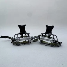 Vintage Kyokuto Pro Ace Pedals 9/16 Christophe Toe Clips Straps KKT-PA Japan A18