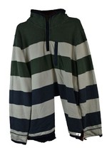 Fat Face The Airle Mens Striped Cotton 1/4 Zip Pullover Size L Pockets