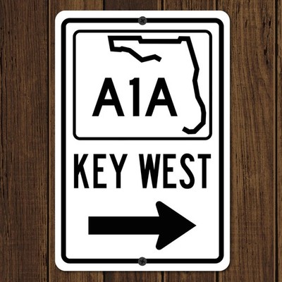 Key West Florida Hwy A1A Road Sign Beach Vacation Decor Metal Ocean Highway Sign