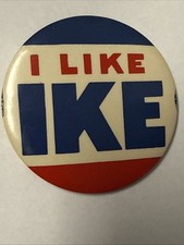 3.5 Inch I Like Ike Eisenhower Presidential Campaign Pinback Button