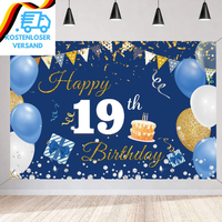 19. Geburtstag Deko Junge MäDchen, 19 Geburtstag Banner Blau Stoff Schild Plakat