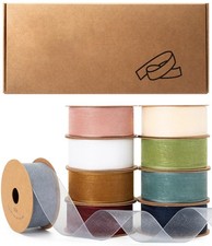 9 Rolls Organza Ribbon, 10Yd Each, Sheer Ribbon For Bows, Wreaths, Multicolor