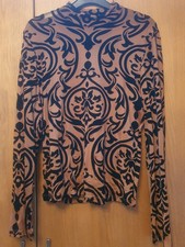 Two Temu Tops One Light Green /one Brown With Black Pattern Both Large