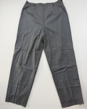 Talbots Pants Womens 16 Gray Check Wool Stretch Lined Dress Pleated Work Office