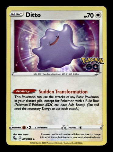 Ditto 053/078 Holofoil Pokemon GO Holo Rare Pokemon TCG