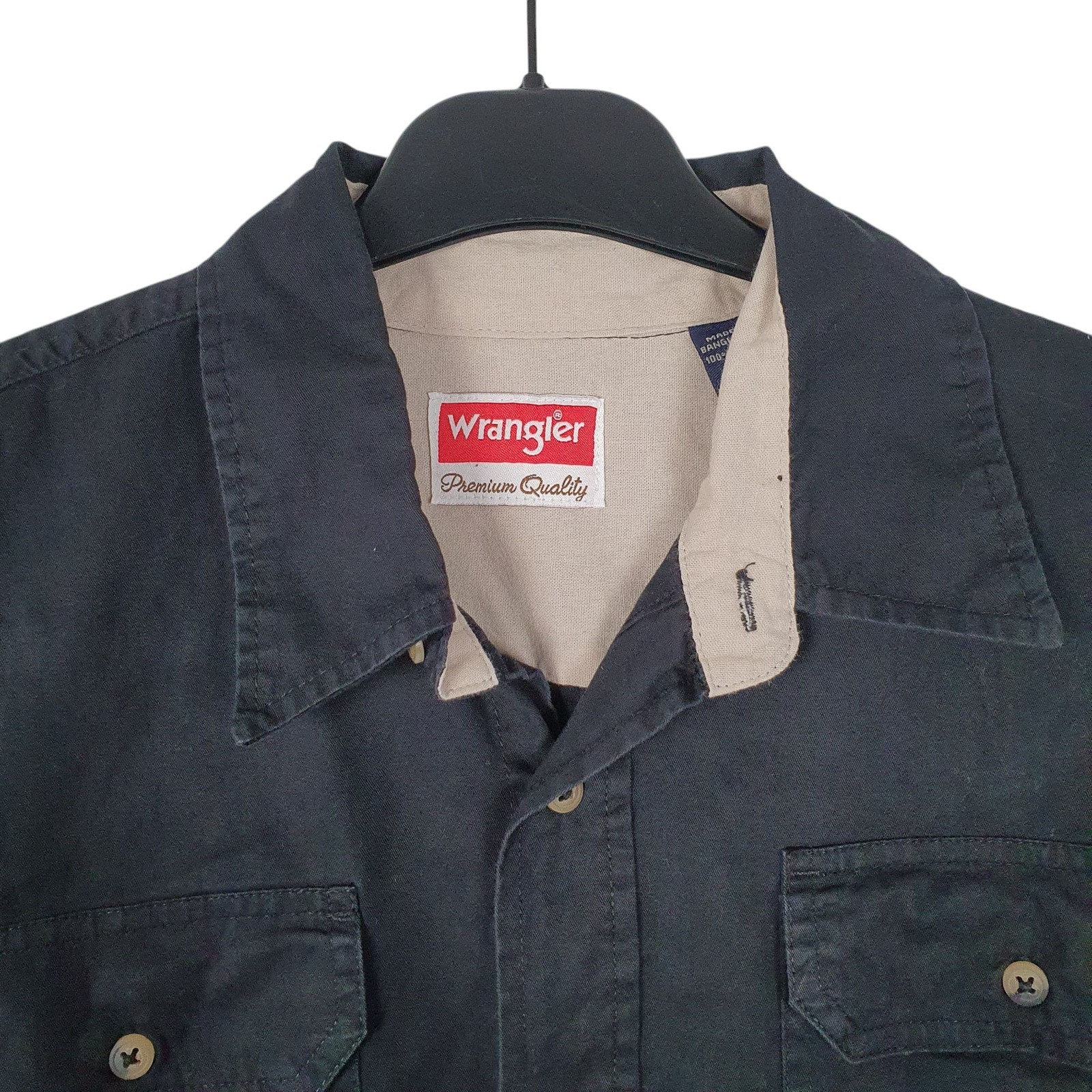 WRANGLER Black Shirt Short Sleeve Casual Cotton Mens M image 2