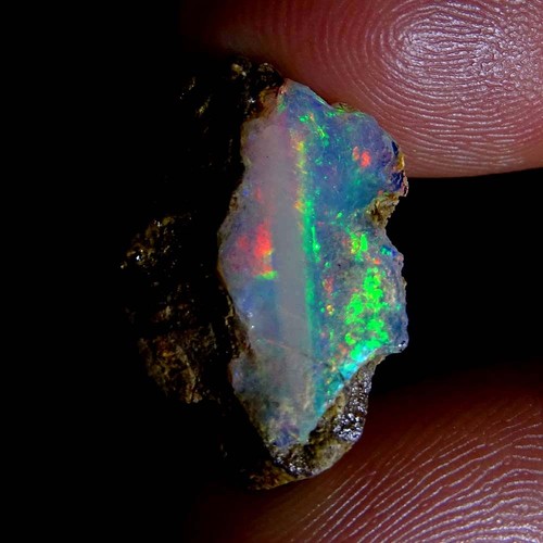 Collana Anello Pietra Preziosa Cabina Grezza Opale Etiope Fuoco 100% Naturale Welo 01,70 Cts.100% - Foto 2 di 4