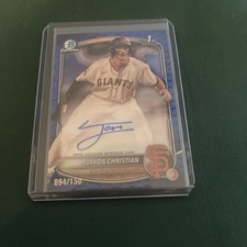 Jakob Christian 2025 Bowman Chrome Auto Blue Reptilian 1st Prospect /150 Giants
