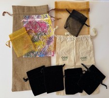 Mixed Lot 11 Pieces Drawstring Cloth Gift Bags Velvet Canvas Organza Mesh Burlap