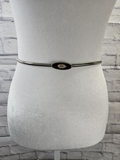 Grandma's Vintage Stretch Snake Chain Belt 26" to 30" Black Enamel  Rhinestones