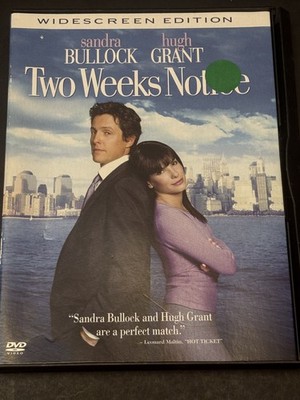 Two Weeks Notice DVD Widescreen Edition (Sandra Bullock, Hugh Grant) Rom-Com