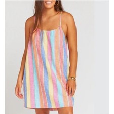 Show Me Your Mumu Carlotta Stripe Mini Dress Linen Rayon Blend Sz XS