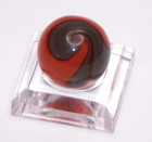 Vintage Glass Marble Red Brown Black Opaque Swirl Brick? '9 & Tail' 0.61" ❤️-65 — photo 2