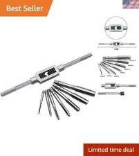 Compact 8-Piece Metric Taps Set with Adjustable Wrench - Perfect for Machining